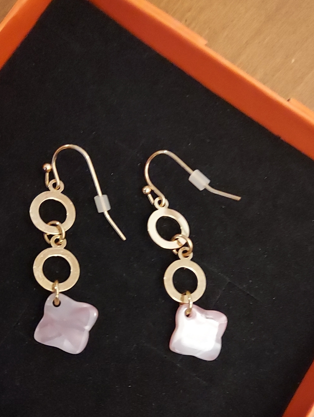 Trifold Earrings with Rose Quartz